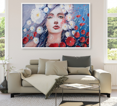 Tranh Chân Dung Cô Gái Và Hoa Mai V6-38