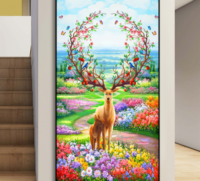 Tranh Trang Trí Nai Sừng Tấm Đa Sắc GEN85