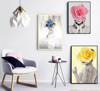 Bộ 3 Bức Cô Gái Xinh Đẹp Đội Hoa