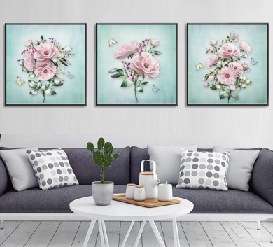 Tranh Treo Tường Hoa Nền Xanh KC72