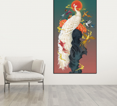 Tranh Trang Trí Chim Công Trắng QT-76