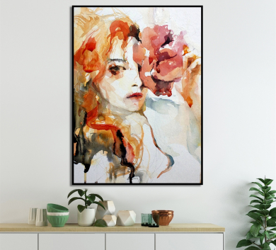 Tranh Chân Dung Cô Gái Và Hoa EN65