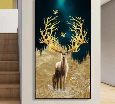 Tranh Trang Trí Nai Sừng Tấm CEN68